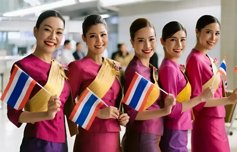 Thai Women holding Thai Flag